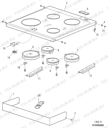 Взрыв-схема плиты (духовки) Electrolux EK6272 - Схема узла H10 Hob